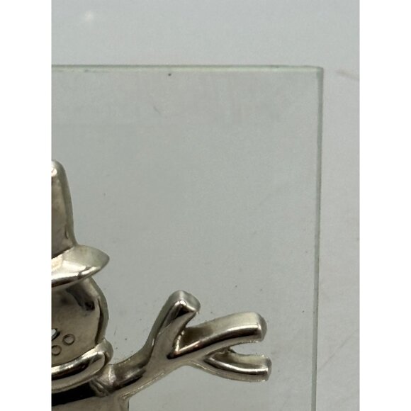 Kirkland 3D Snowman Candleholder 5in Silver Frosted Glass Tealight Used READ - Picture 4 of 9